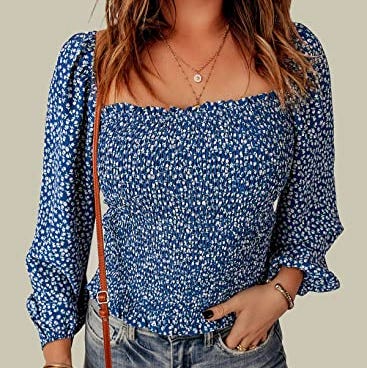 Puff Long Sleeve Floral Blouse Puff Long Sleeve Floral Blouse
