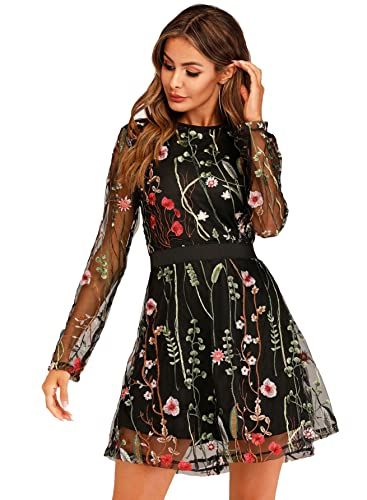 Floral Embroidery Tunic Party Dress