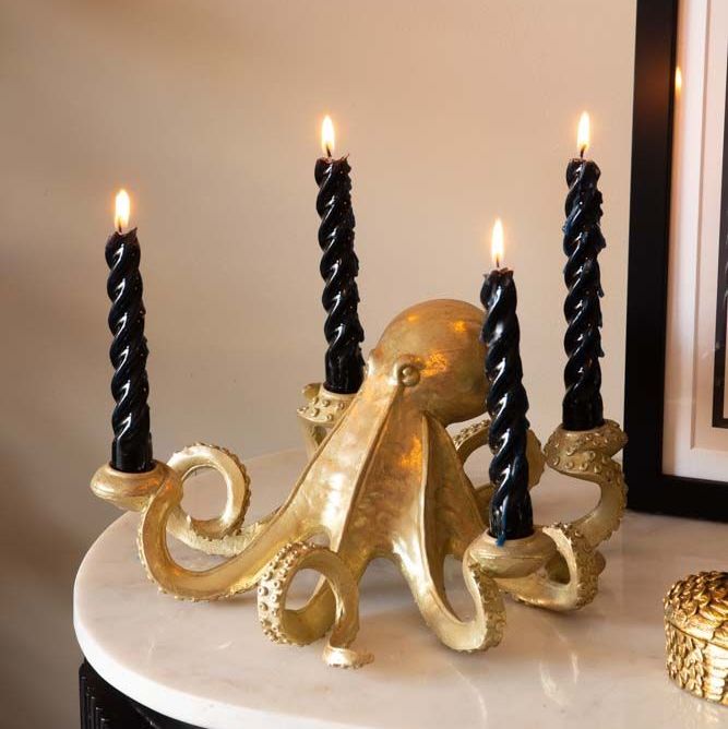 Gold Octopus Candlestick Holder