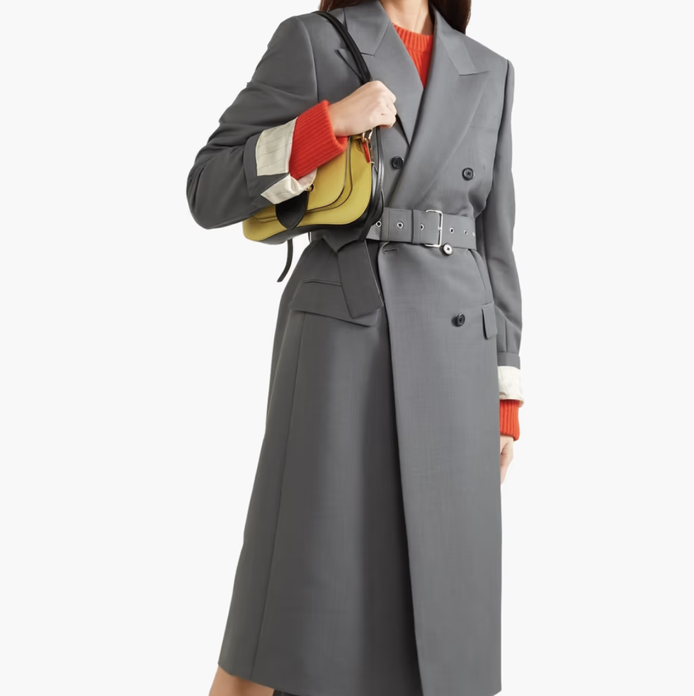 Belted Mohair and Wool-Blend Coat