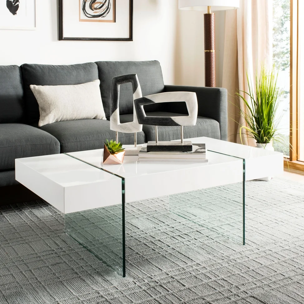 White and Glass Leg Coffee Table