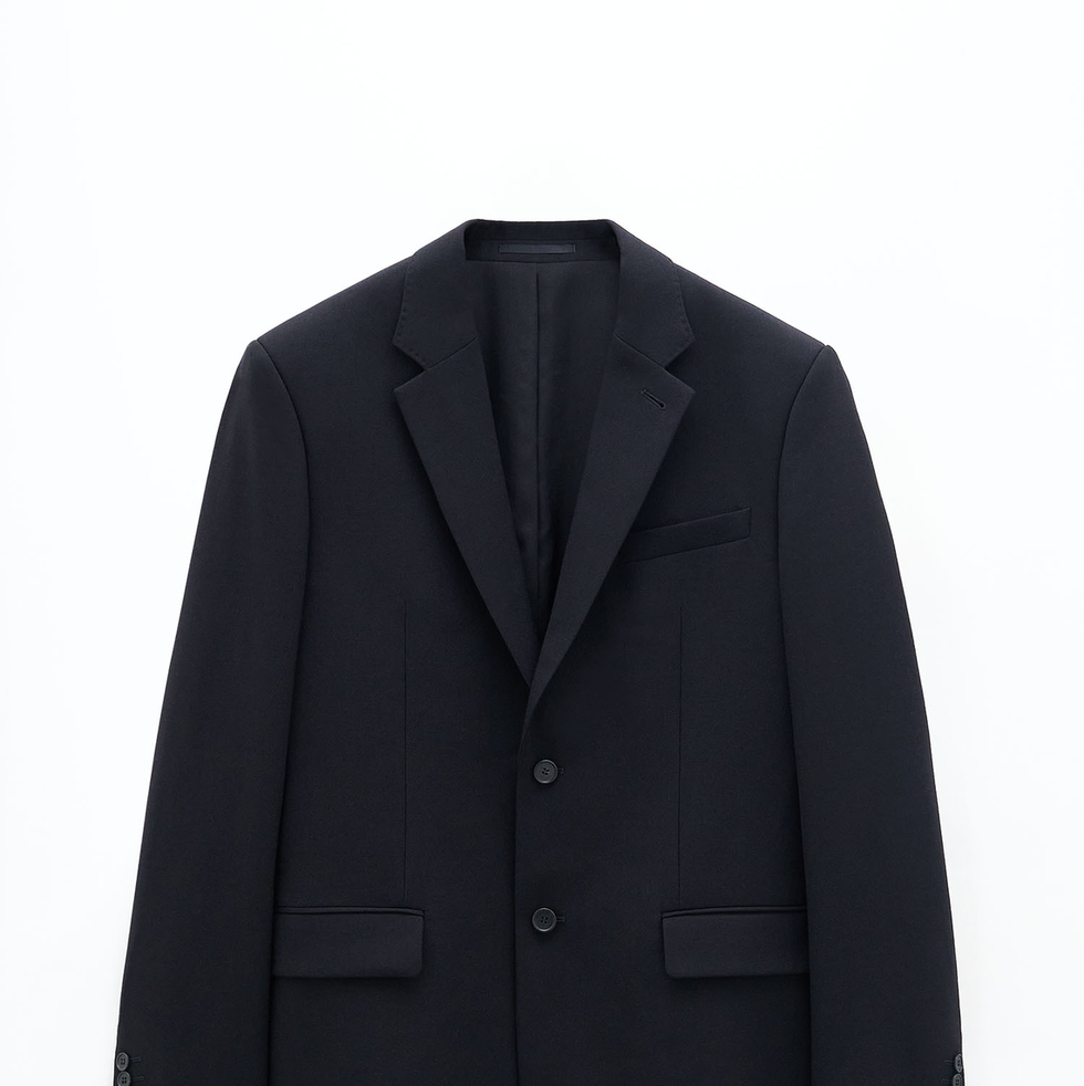 Black Crisp Midweight Poly/Wool Suiting