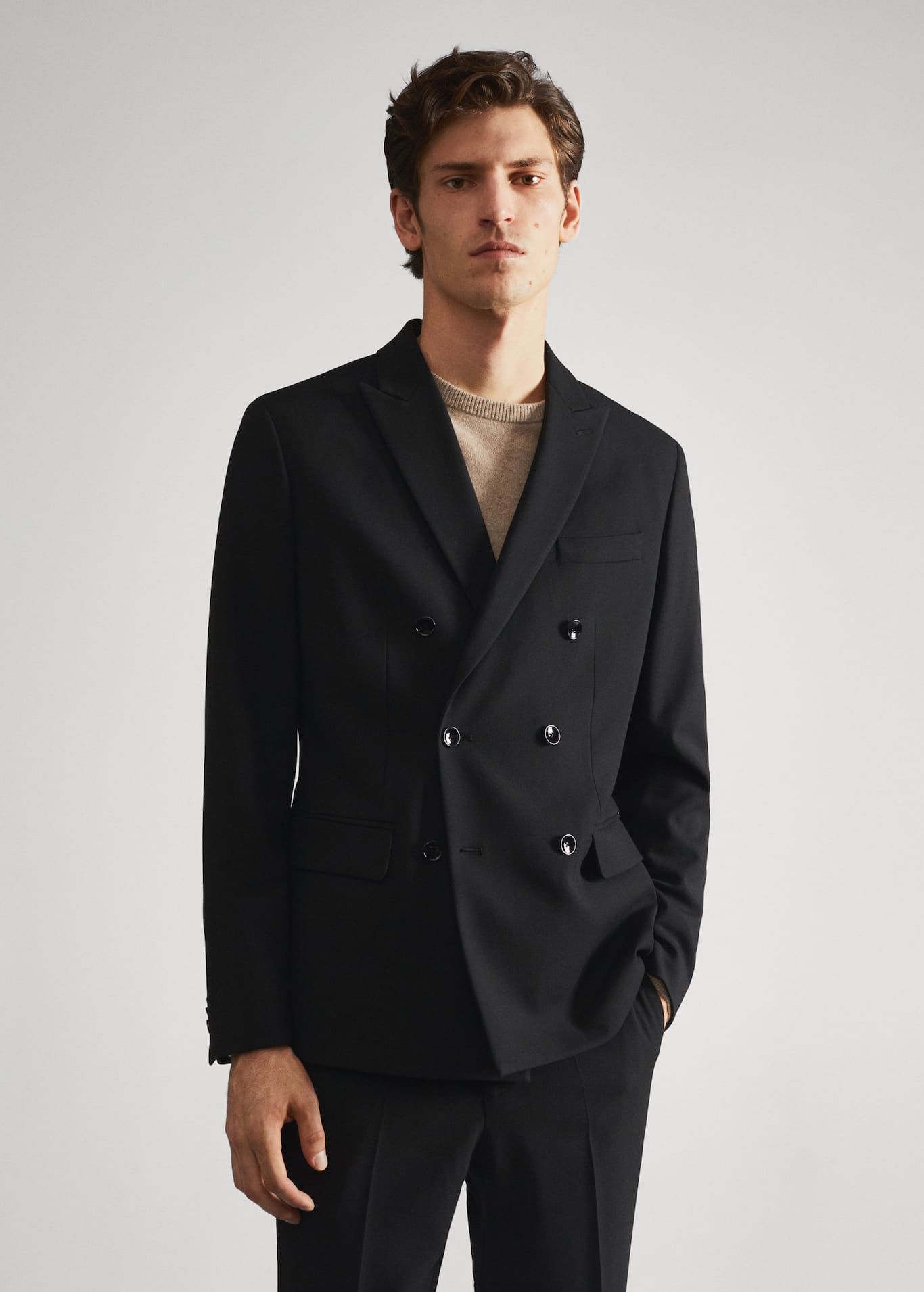 Slim Fit Double-Breasted Suit Blazer