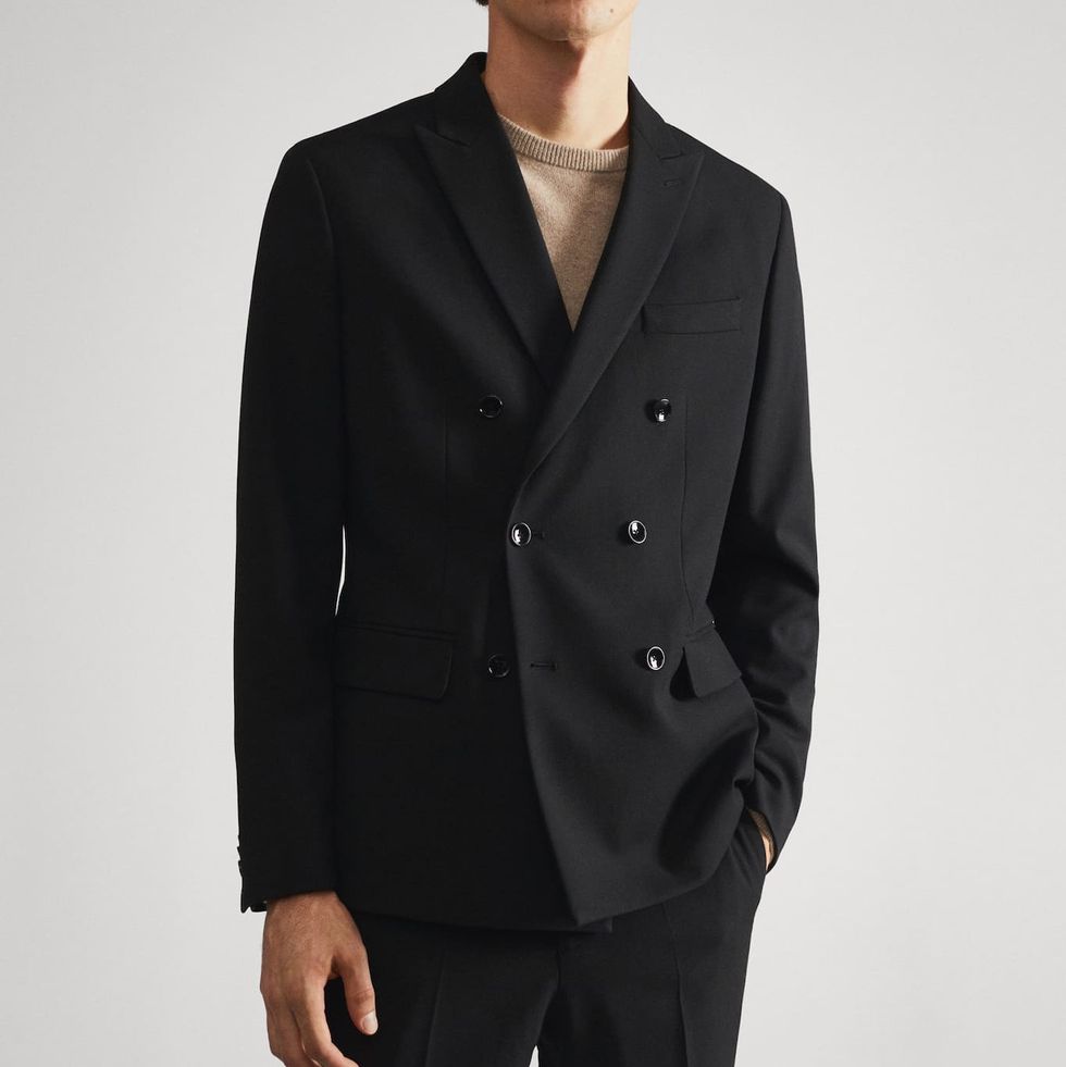 Slim Fit Double-Breasted Suit Blazer