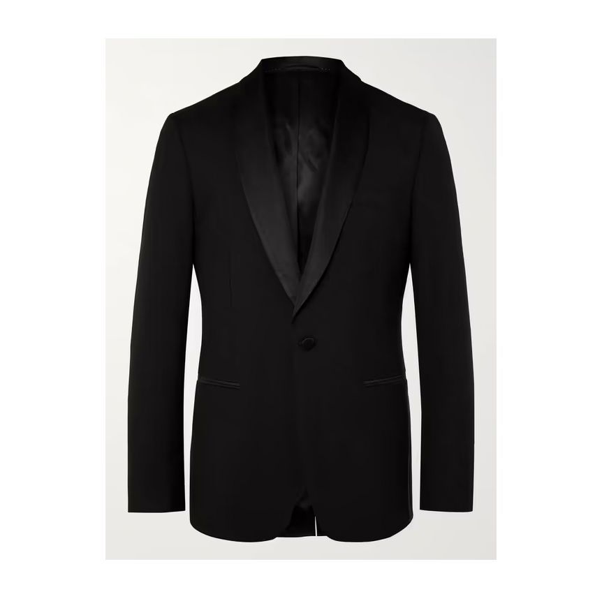 Black Slim-Fit Shawl-Collar Faille-Trimmed Virgin Wool Tuxedo Jacket