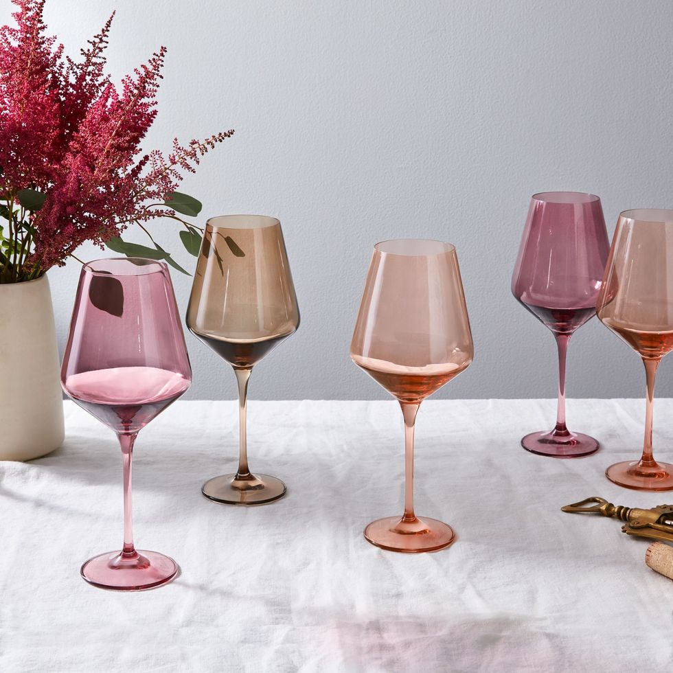 Hand-Blown Wine Glasses, Set of 6