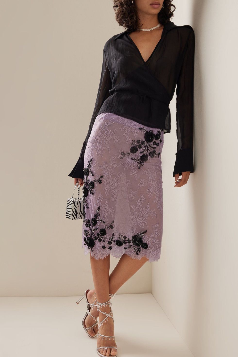 Lace Embroidered Midi Skirt