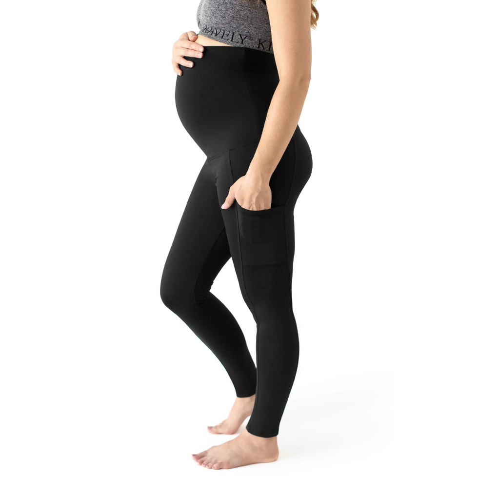 Fold Down Active Flare Leg Maternity Leggings - Isabel Maternity by Ingrid  
