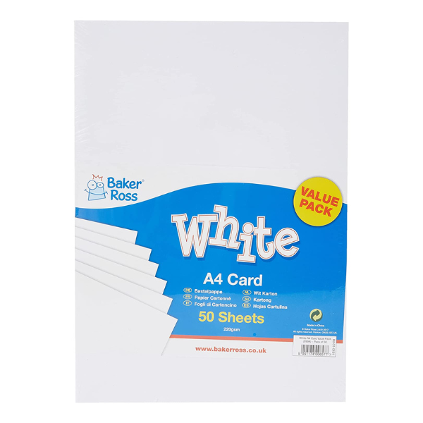 A4 White Card Value Pack - 50 Sheet Pack,  220 gsm