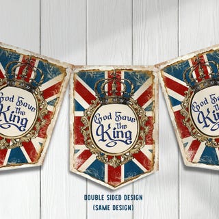 Vintage Coronation God Save the King Crown Union Jack Bunting 