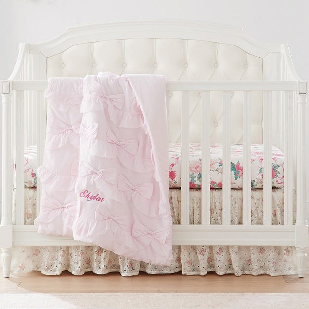 Sweet Dreams Ruffled Bow Baby Quilt