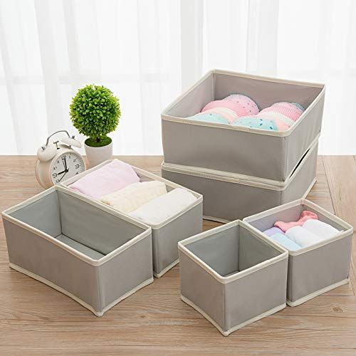 Fabric Storage Box Storage Bins With Handle Drawer Organizer With Lid  Folding Storage Bins Box For Socks, Underwear, Bras, 2 Big Drawers 2 Big  Drawers