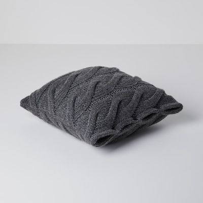 Cushion with Wide Cable Knit Cover in Cashmere Feather Yarn