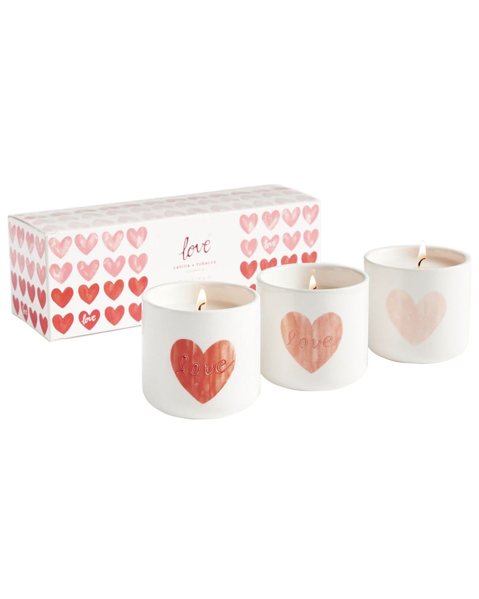 Watercolor Heart Scented Candle Gift Set 