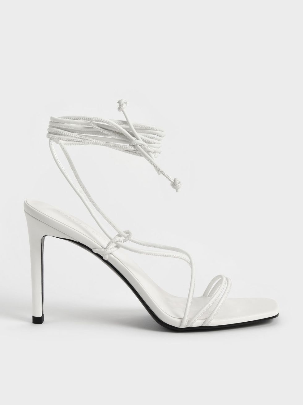 Charles and Keith Square Toe Lace Up Shoes in Off white-Neutral