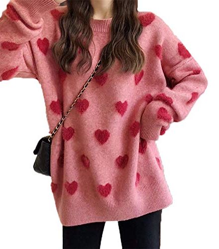 Comfy Hearts Knit Crewneck Sweater 