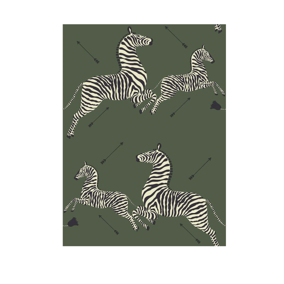 Scalamandre Serengeti Green Zebra Wallpaper  