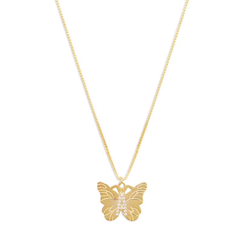 Initial Pink Butterfly Necklace