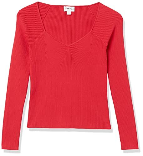 Victoria Cropped Ribbed Sweetheart Neckline Sweater