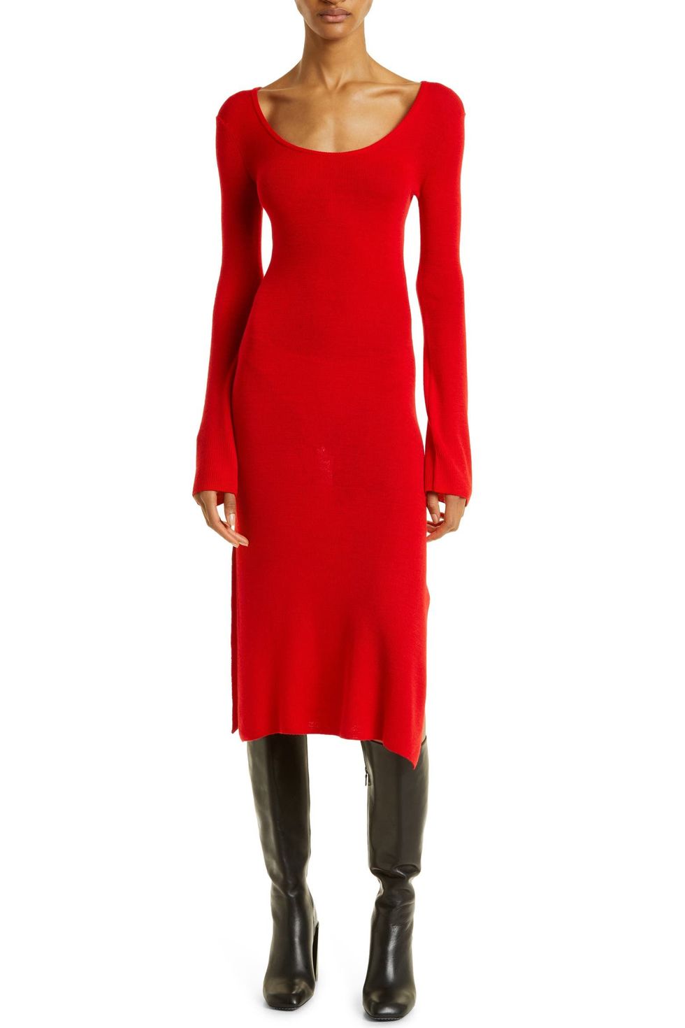 Cecily Long Sleeve Merino Wool Sweater Dress in Adrenaline Rush at Nordstrom, Size Large
