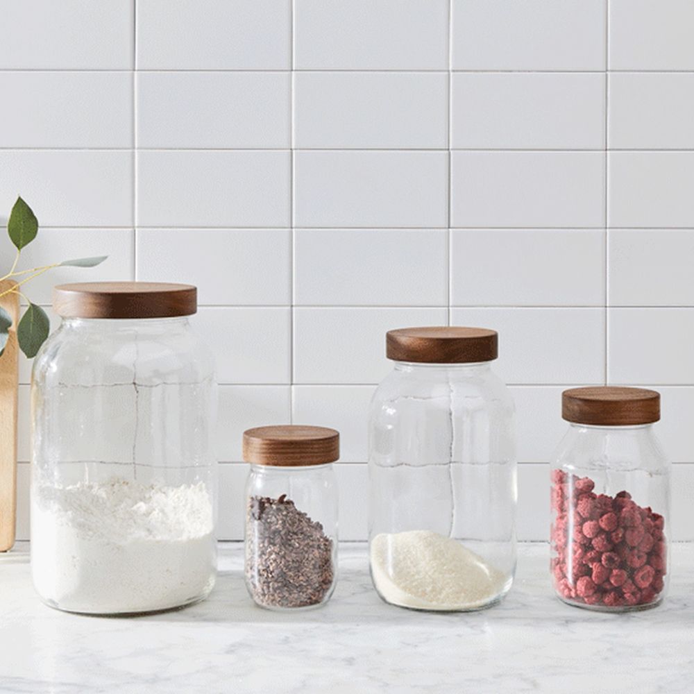 Glass Jars With Hand-Turned Wooden Lids