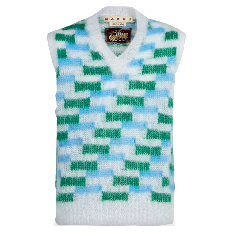 V-Neck Intarsia-Knit Sweater Vest