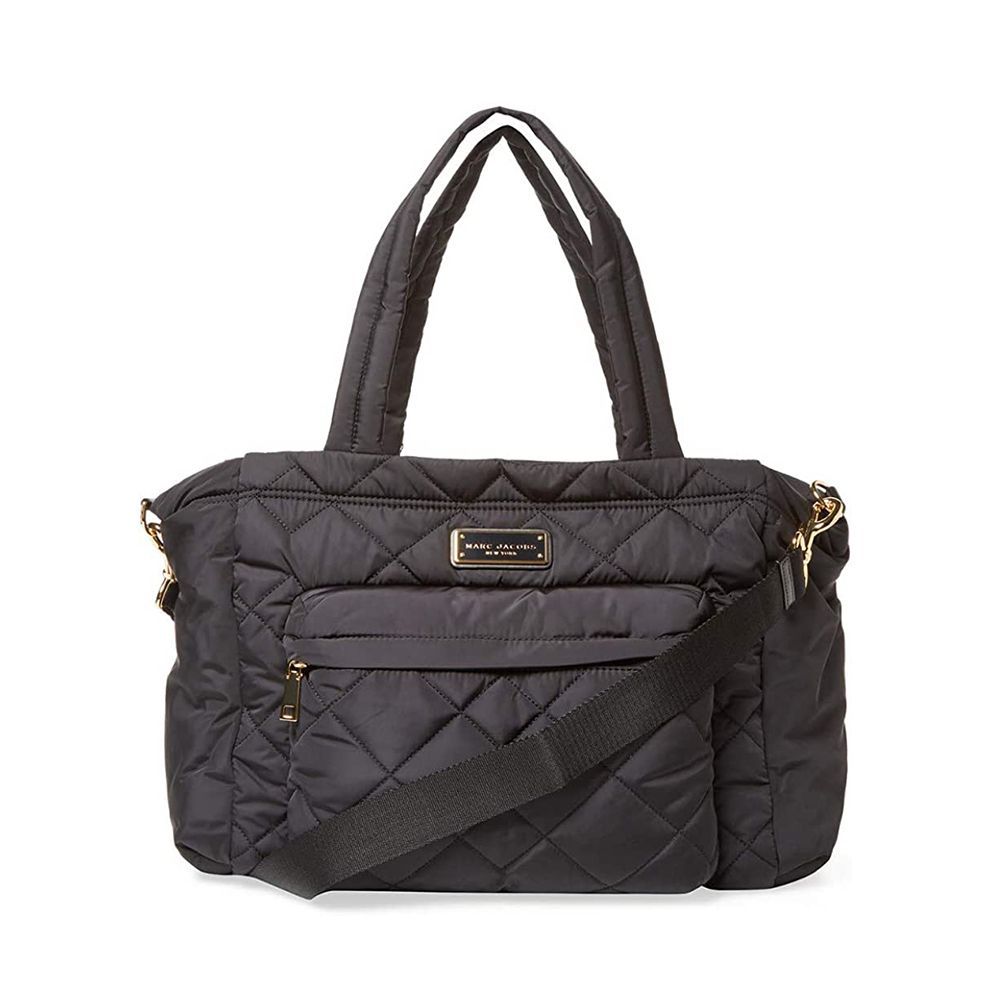 Collette Hybrid Leather Diaper Bag in Black and Gold - Alise Design