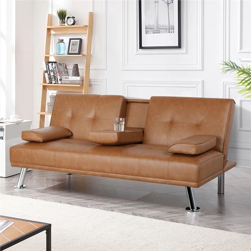 Janni Faux Leather Convertible Sofa 
