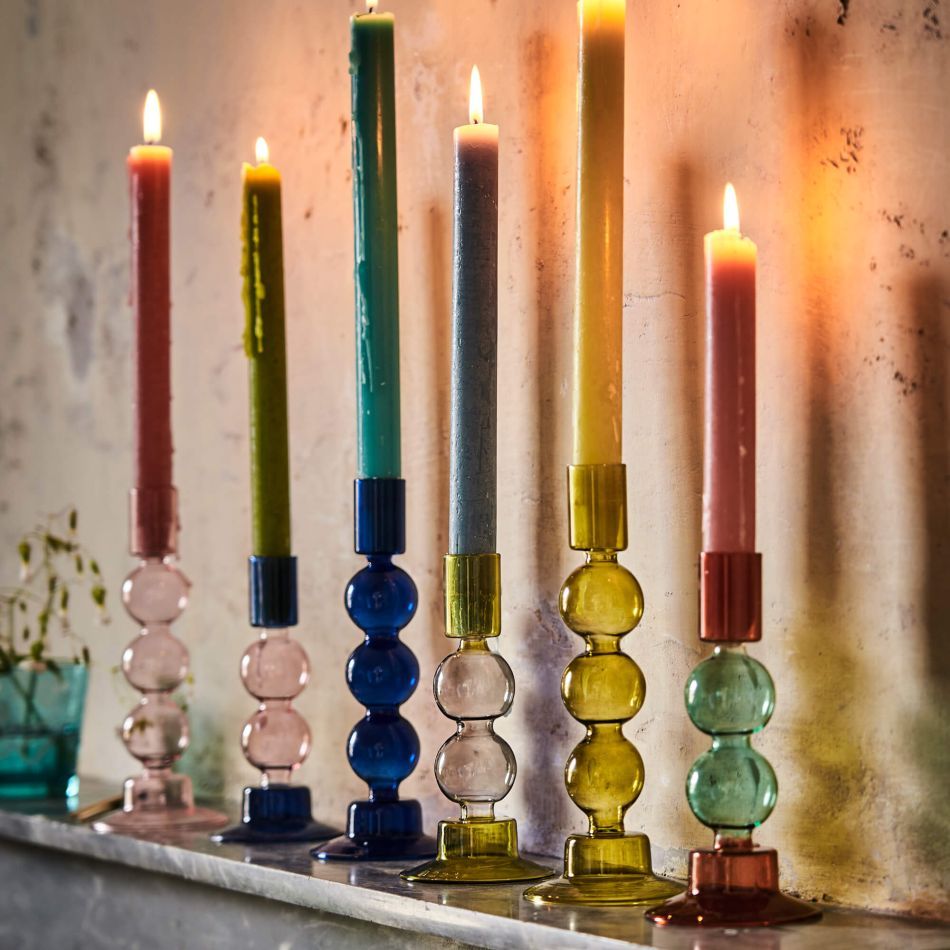9 1/8 Pedestal Glass Tea Light Candle Holders, Set of 2 - Candle