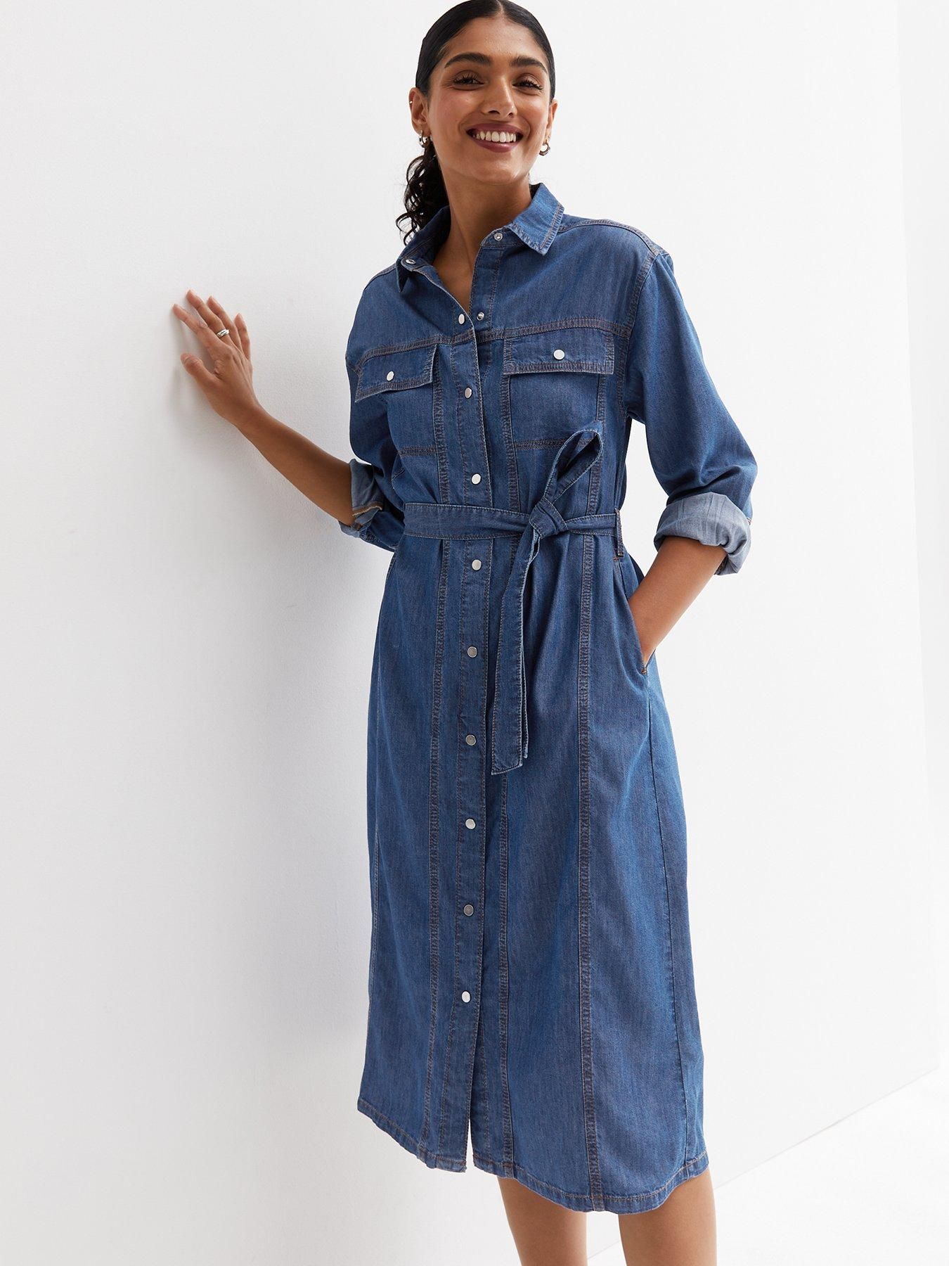 Warehouse midi denim shirt hot sale dress