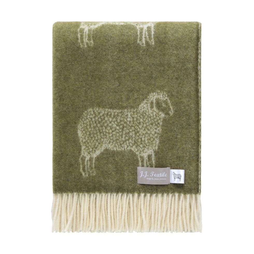 Mossy Green Sheep Wool Throw