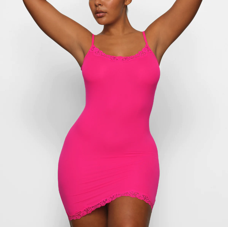 Fits Everybody Lace Slip Dress in Neon Rose
