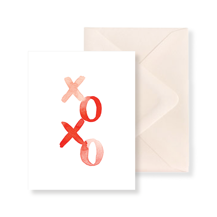 XOXO Watercolor Valentine's Day Greeting Card