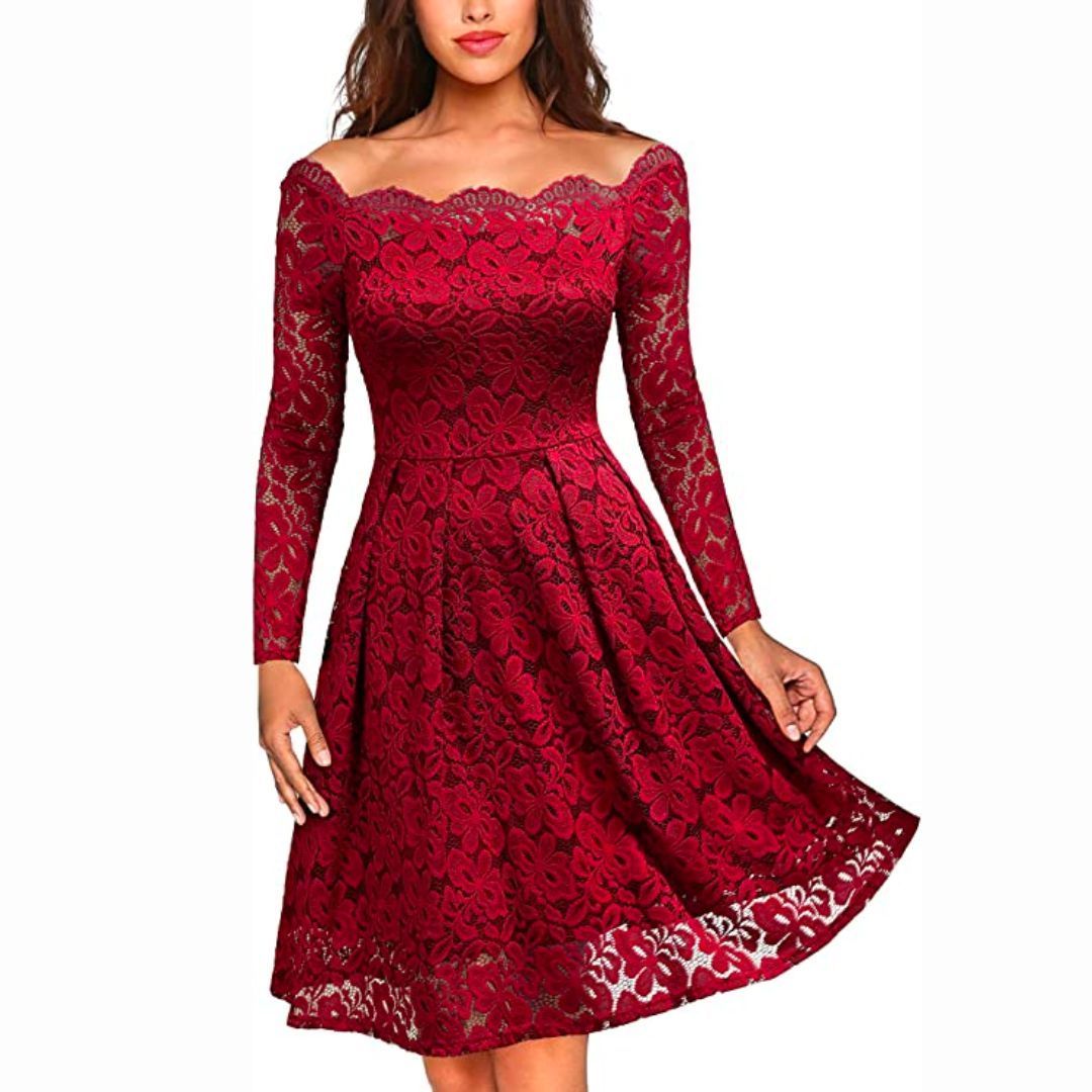 Vintage Floral Lace Swing Dress