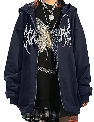 Casual Graphic Printed Oversized Zip Up 