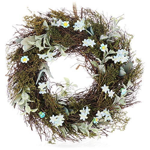 Corona de flores blancas para la puerta