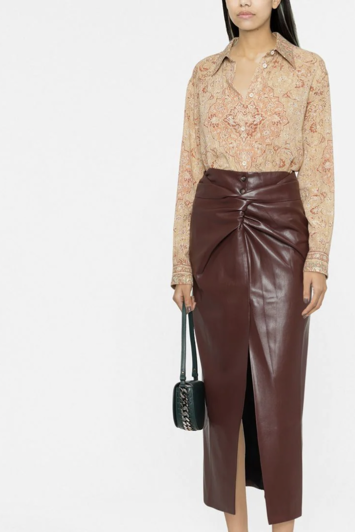 Nanushka Twist-Front Faux-Leather Wrap Skirt
