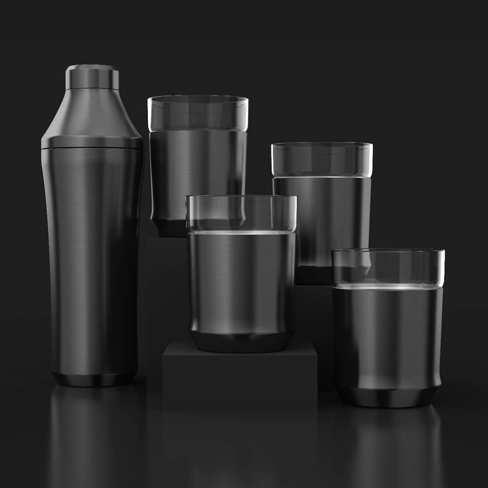 Elevated Craft Hybrid Cocktail Glass Premium Vacuum Insulated Gun Metal  Black