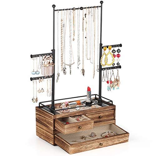 2 Layer Wooden Jewelry Drawer Storage Box