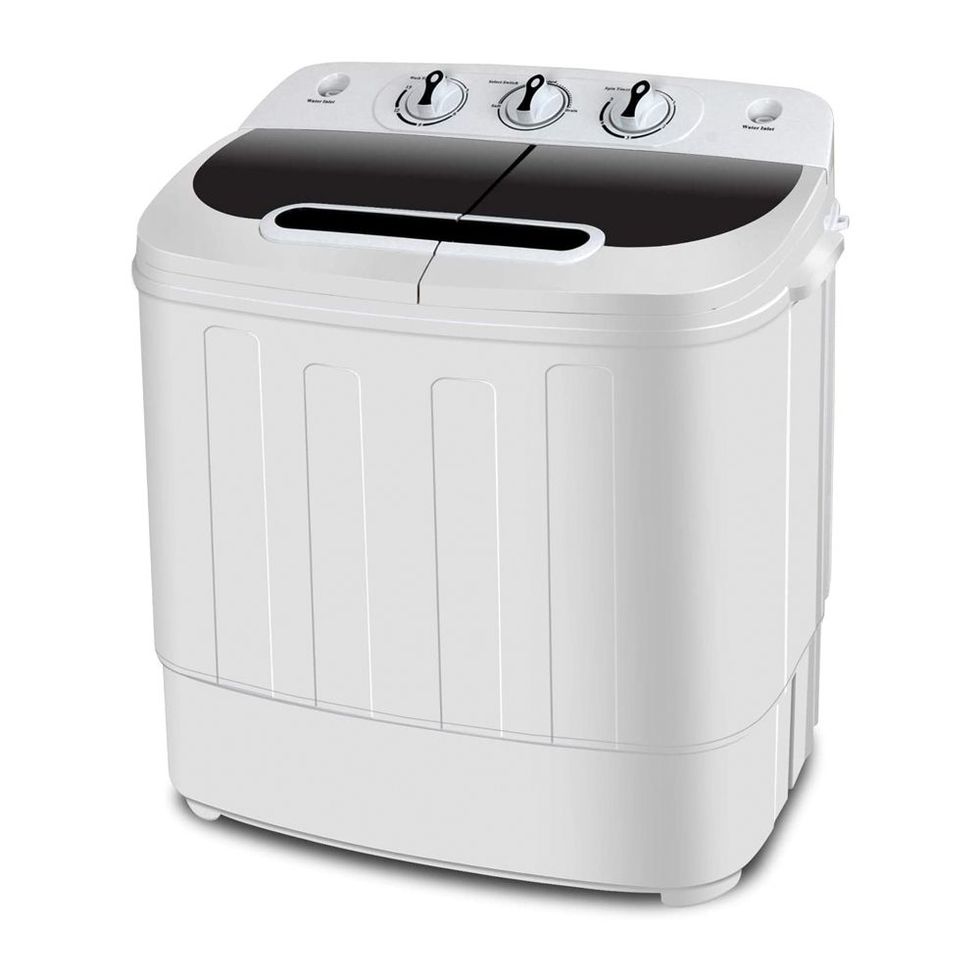 BLACK+DECKER Small Portable Washer, Washing Machine for Household Use,  Portable Washer 0.9 Cu. Ft. with 5 Cycles, Transparent Lid & LED Display