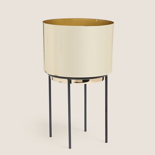 Medium Gold Planter with Stand 