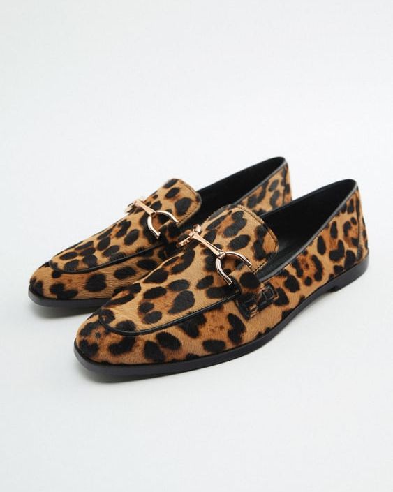 Zara Animal Print Loafers 