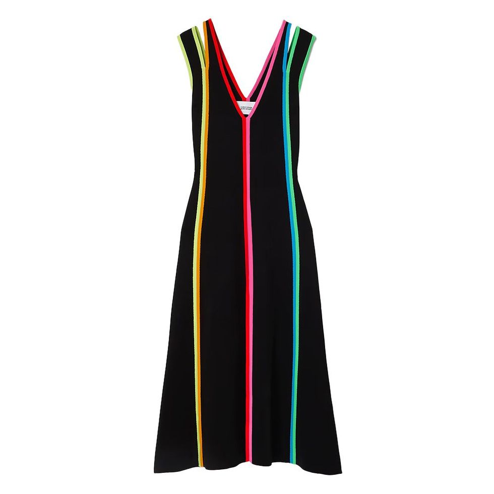 Striped Stretch-Knit Midi Dress