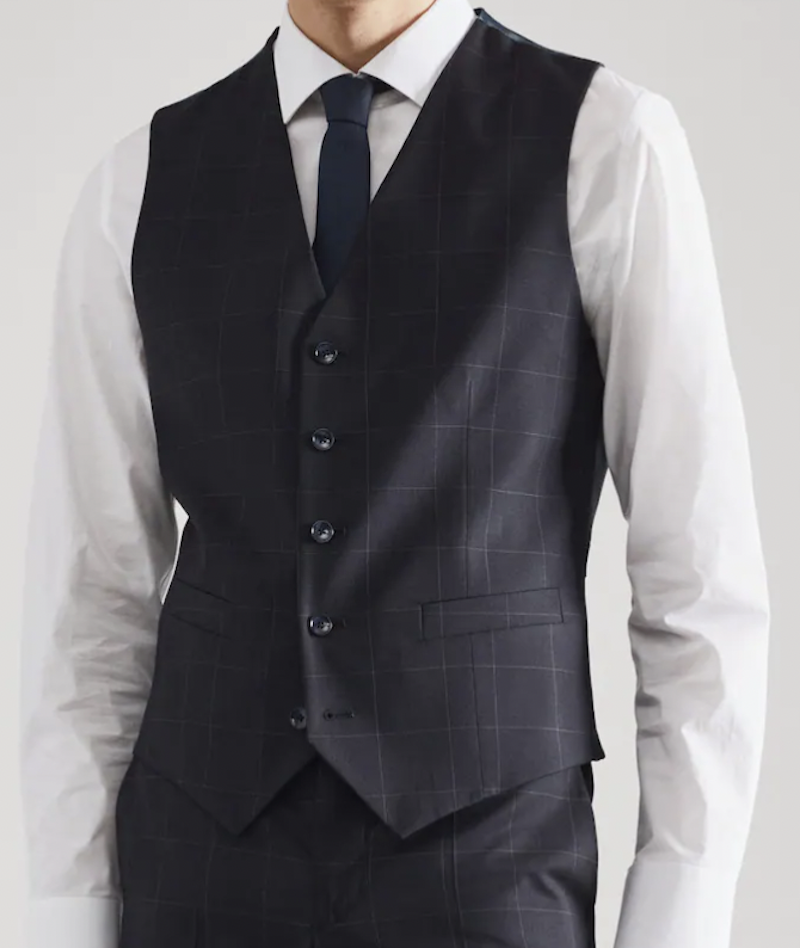 Slim Fit Checked Suit Waistcoat