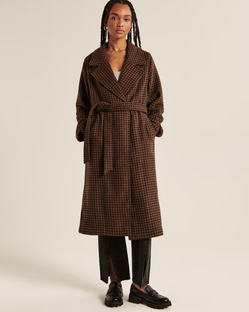 Abercrombie & Fitch Wool-Blend Belted Blanket Coat