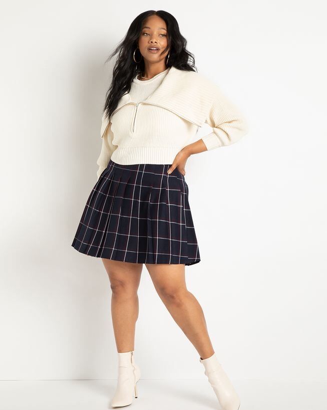 Pleated Plaid Mini Skirt
