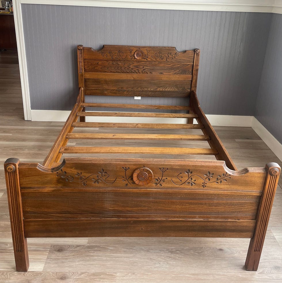 Antique | Oak Wood | 3/4 Bed Frame