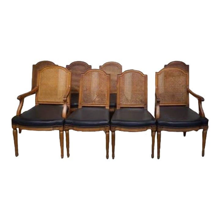 Vintage Henredon Cane Back Dining Chairs - Set of 8