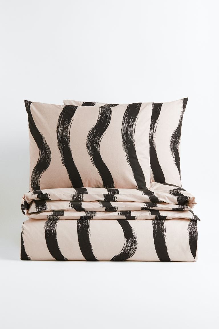 Patterned cotton double duvet cover set