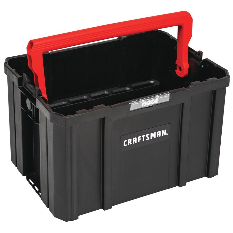17 Inch Plastic Tool Box with Handle Tray Compartment Storage Box